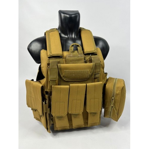 Тактический разгрузочный жилет «5 / пять карманов» с подсумками Tactical Molle Plate Carrier для съемных бронепластин в Прокопьевске