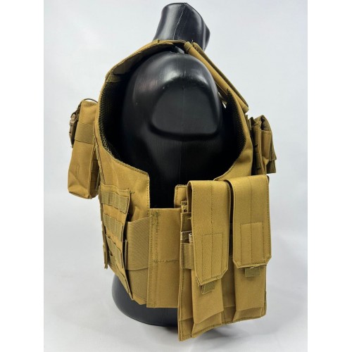 Тактический разгрузочный жилет «5 / пять карманов» с подсумками Tactical Molle Plate Carrier для съемных бронепластин в Прокопьевске